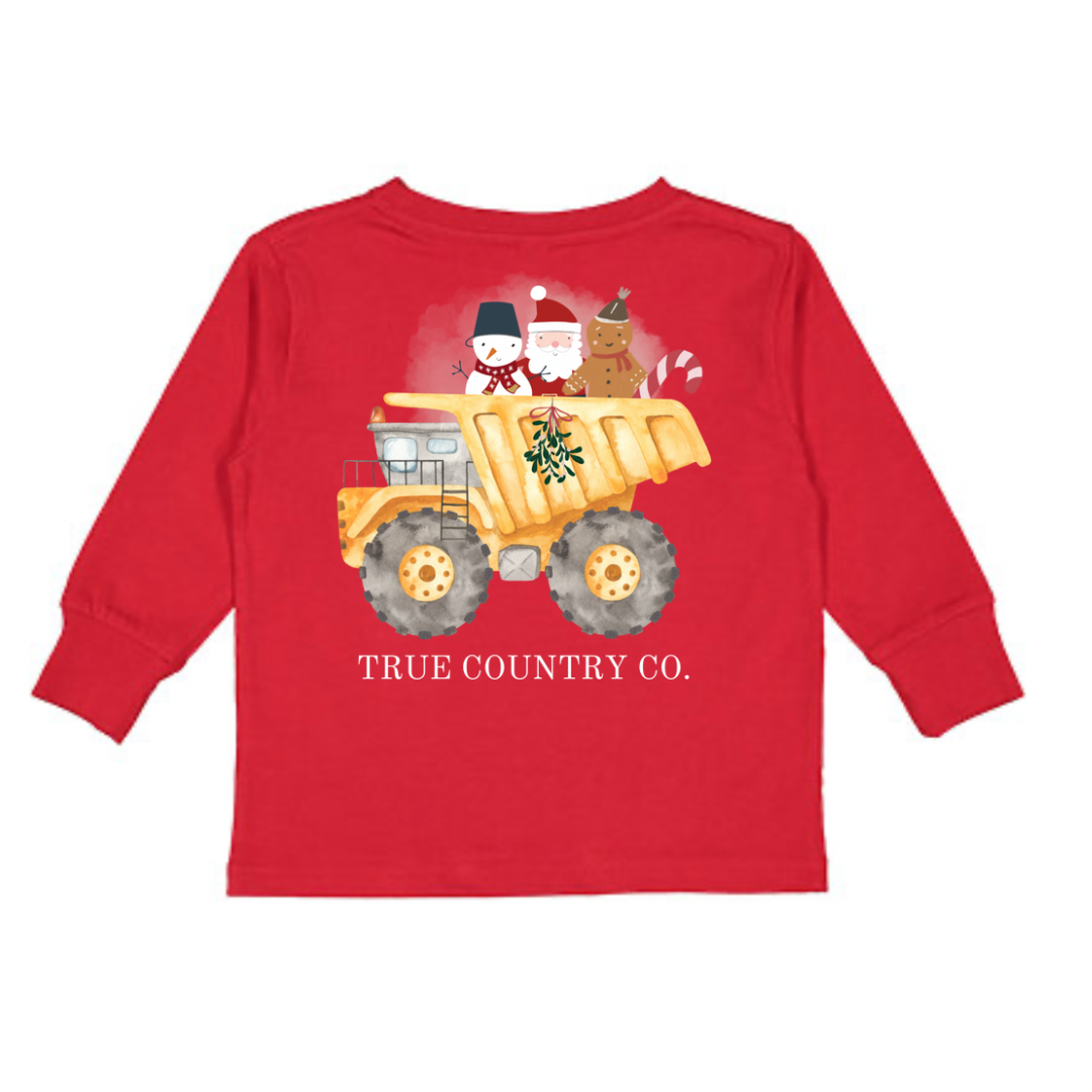 Christmas Dump Truck Red Long Sleeve - Youth - Wholesale (D)