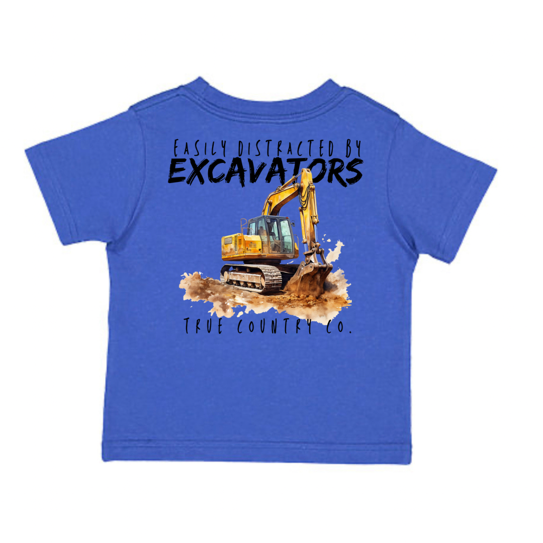 Easily Distracted by Excavators Youth Short Sleeve Shirt