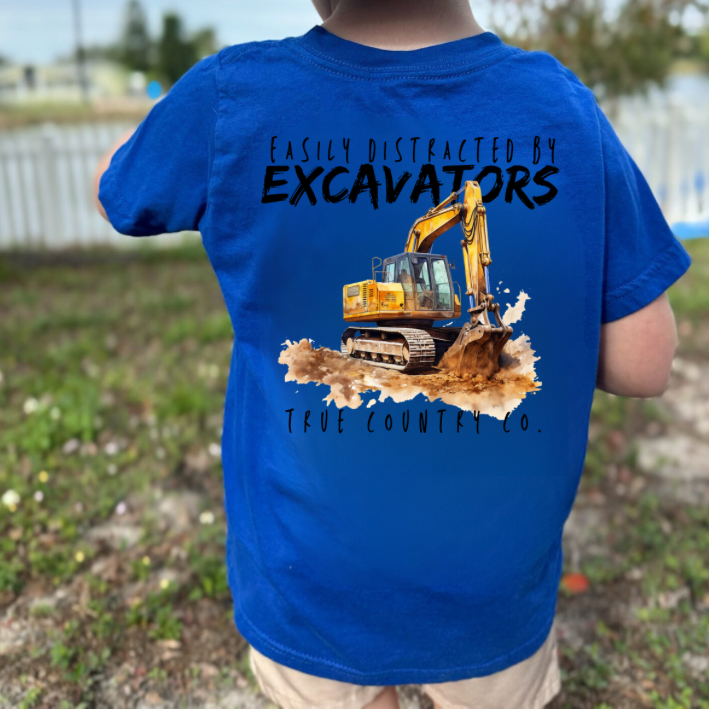 Easily Distracted by Excavators Youth Short Sleeve Shirt