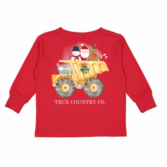 Christmas Dump Truck Red Long Sleeve  - Youth - Wholesale (D)