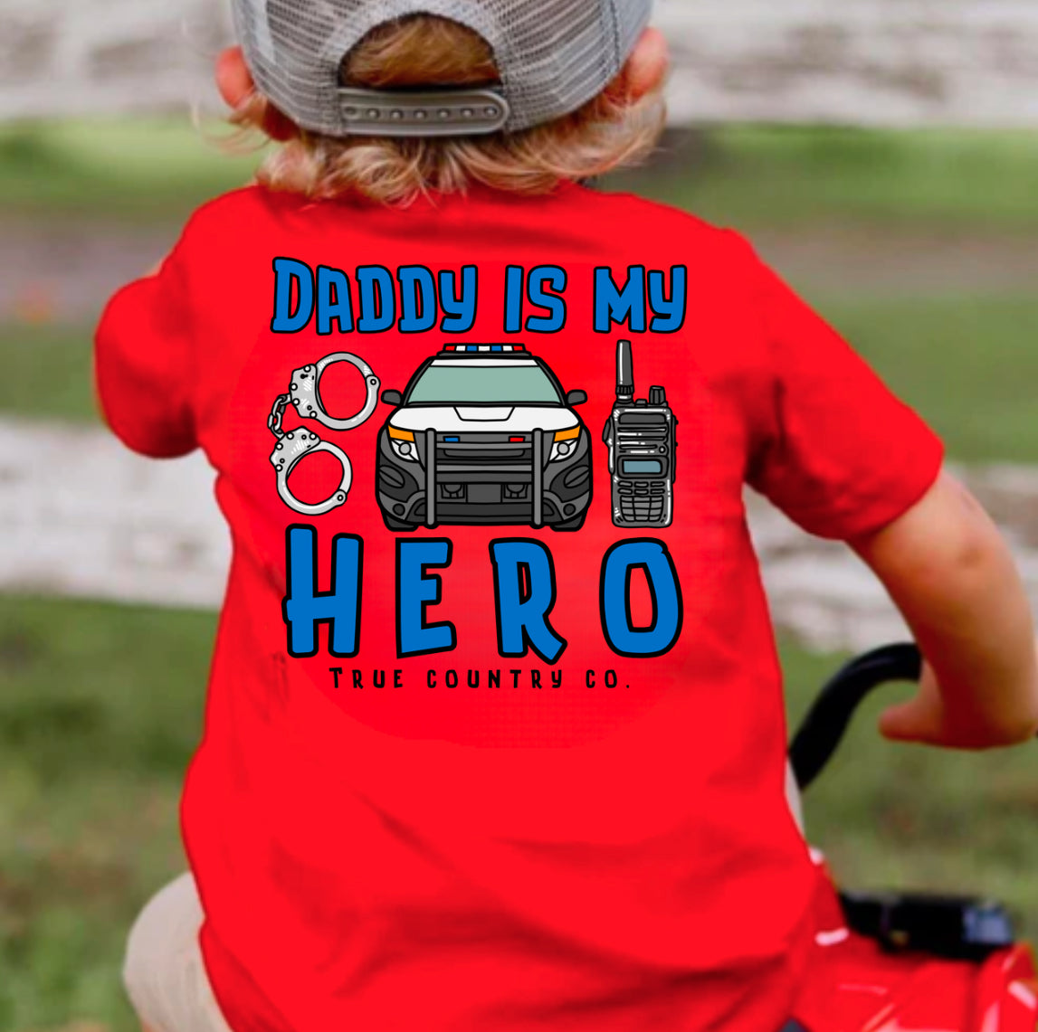 Daddy is my Hero - Police Edition Youth Short Sleeve Shirt