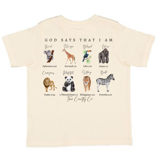 God says I am (Zoo) - Natural Short Sleeve - Youth - Wholesale