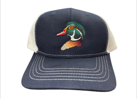 Wood Duck Embroidered Hat (Navy/White)