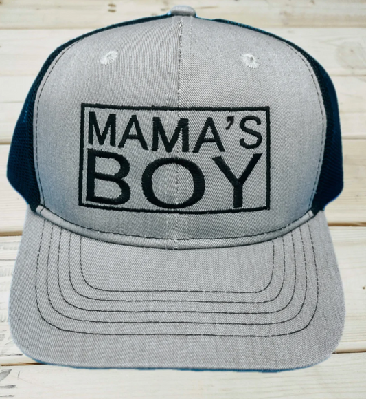 Mama's Boy Embroidered Hat (Grey/Black)