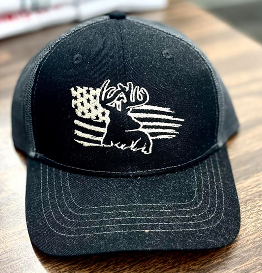 Deer Flag Embroidered Hat (Black/Grey)