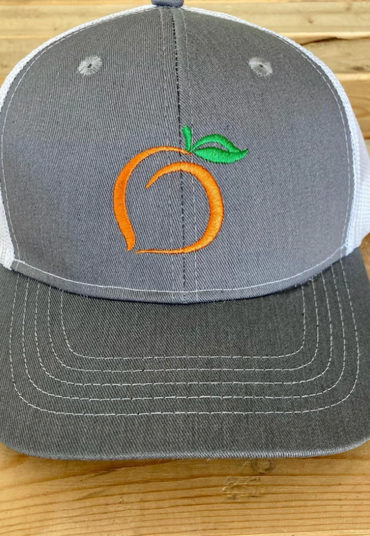 Peach Embroidered Hat (Grey/White)