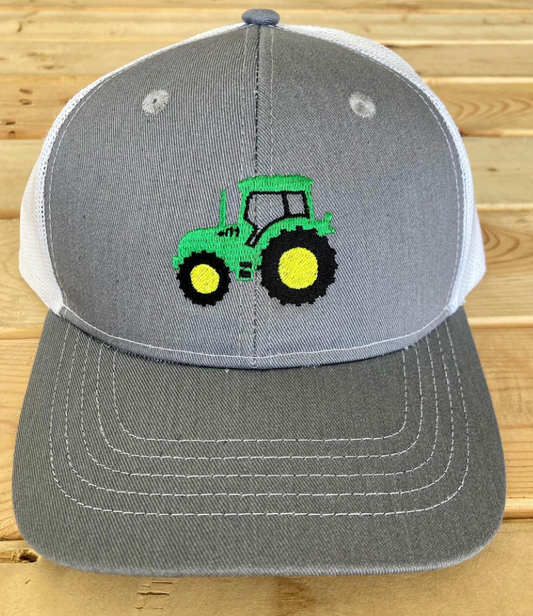 Tractor Embroidered Hat (Grey/White)