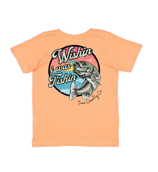 Wishin I was Fishin’ - Papaya Short Sleeve - Youth - Wholesale